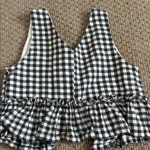 Girls plaid tie back top 100% cotton